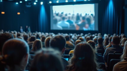 Speaker Delivering a Lecture to an Engaged Audience in a Large Auditorium