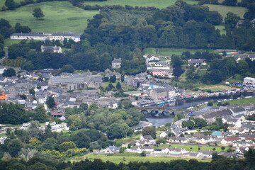 Fototapeta na wymiar View to Graiguenamanagh from Brandon hill, County Kilkenny, Ireland 