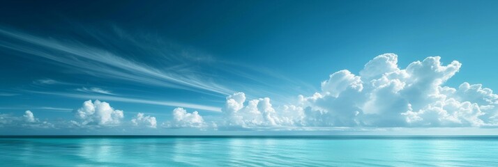 Expansive Tropical Beach Panorama with Serene Ocean and Sky Horizon