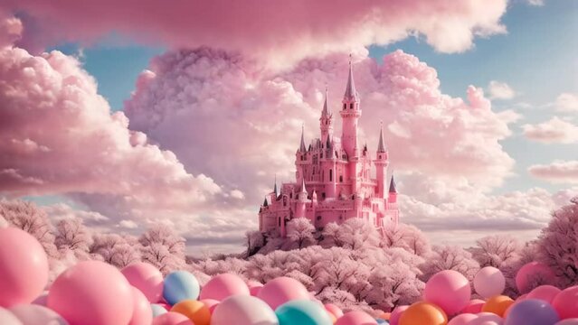 Beautiful fairy   cartoon castle