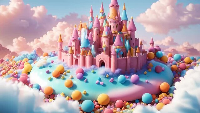 Beautiful fairy  cartoon castle