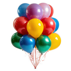 Colorful balloons isolated on transparent background