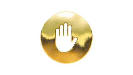Hand symbol Gold icon cut out isolated on white background