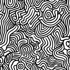 Seamless abstract line pattern with bold doodle lines against a white background.
