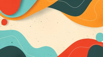 Türaufkleber Retro groovy abstract design in vintage colors, perfect for a wide website shop banner background. © Matthew