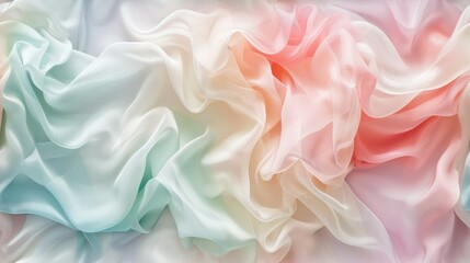 Obraz premium a close up of a pink, blue, and green background with a large amount of white and pink fabric on top of it and bottom half of the image.