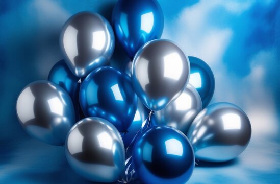 Inflatable blue silver balloons