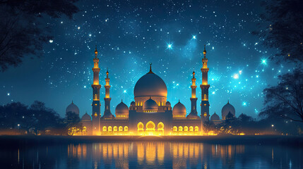 Happy eid al adha greetings green golden background