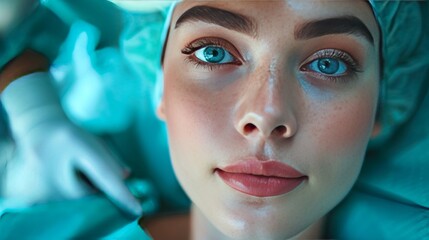 patient prepared in operating room, cosmetic surgery