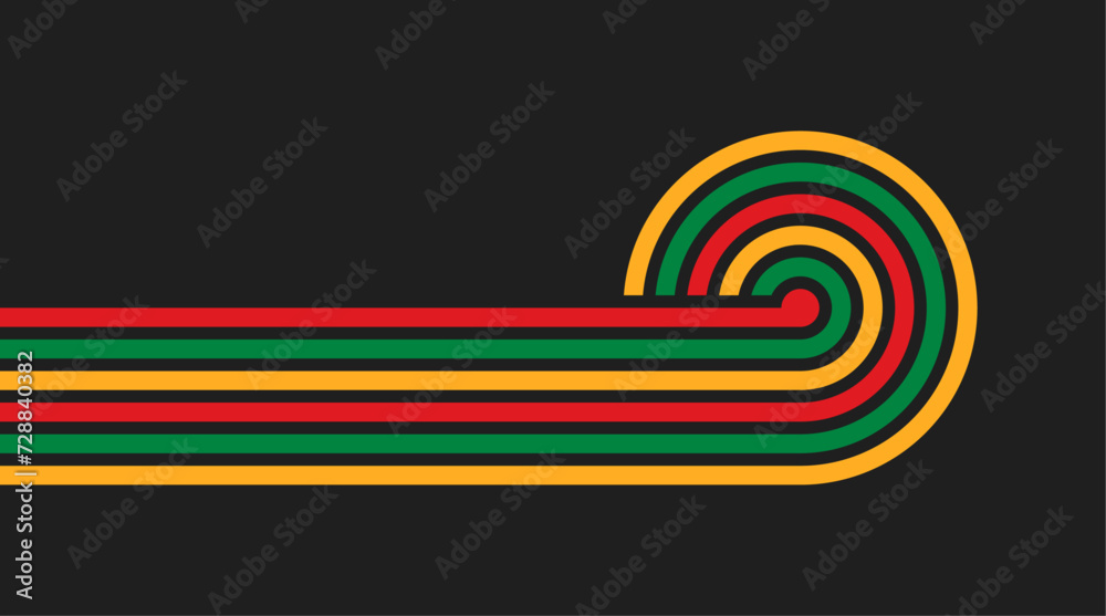 Poster groovy background 70s with waves in concept of juneteenth, black history month. abstract wavy line p