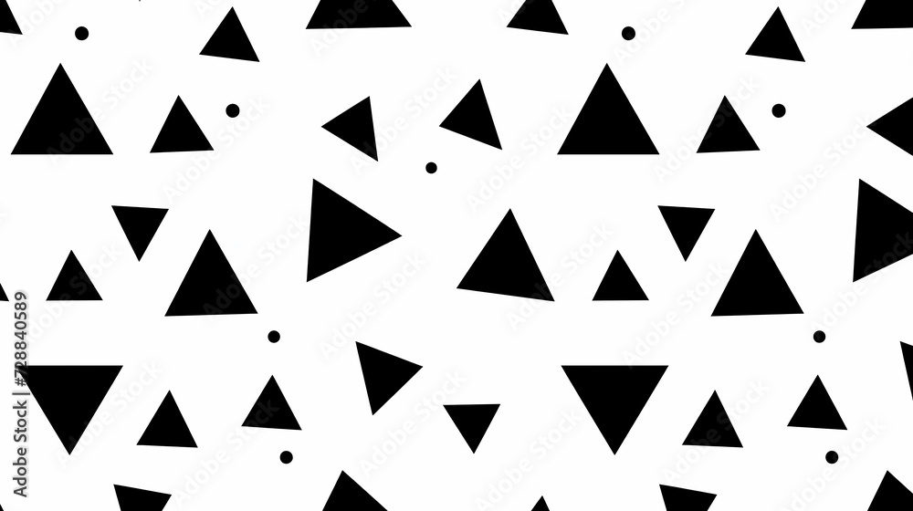 Wall mural abstract geometric white background with black triangle shape pattern. retro black and white geometr