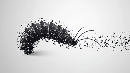  a black and white image of a curved object with dots in the shape of a curved object, on a white background, with space for text ornament.