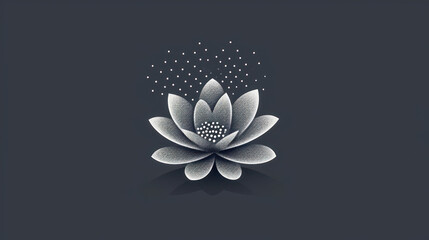  a black and white image of a flower with bubbles in the middle of the flower, on a dark background, with a reflection in the middle of the image.