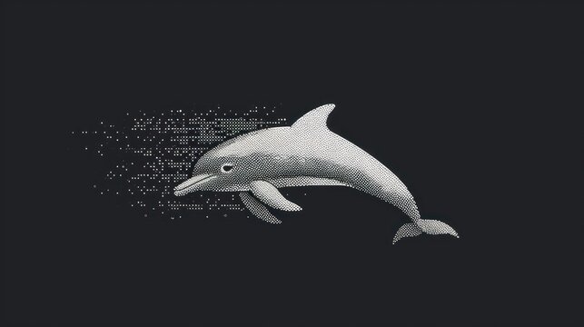  a black and white photo of a dolphin with a message in it's mouth that says, it's not a dolphin, it's not a dolphin, it's a dolphin, it's a dolphin.