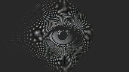  a black and white photo of an eye in the middle of a black and white image of an eye in the middle of a circle of a black and white background.