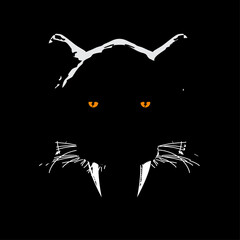 Saber-toothed tiger head t-shirt design in the dark.