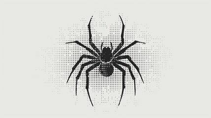  a black and white image of a spider on a white background with a halftone effect in the form of a halftone of a spider on a white sheet of paper.