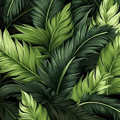 PALMS vector seamless pattern with exotic jungle leaves © magpie
