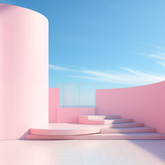 image of minimalist modern architecture in pastel color - 728841526