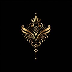 A luxury and elegant logo design for a jewelry store with golden color, isolated on a black background.