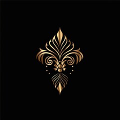 A luxury and elegant logo design for a jewelry store with golden color, isolated on a black background.