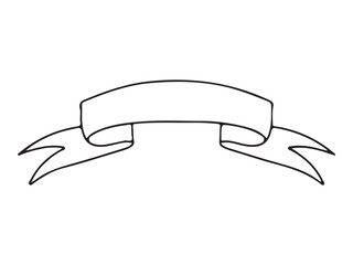 Simple ribbon black contour symbol isolated on white. Tape, band. Outline sign kit of text banner. Decorative Tape linear icons of vintage flag, graphic sale badge.