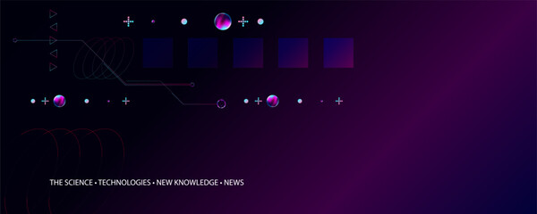 Science Technology New knowledge News Dark retro futuristic cyberpunk elements abstraction background synthwave vaporwave retrowave glitch circle