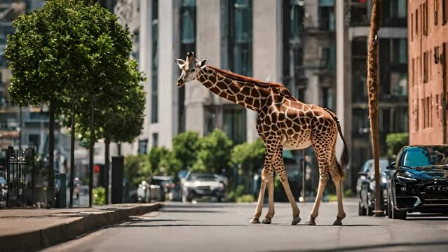 giraffe in the city
