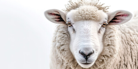 Obraz premium sheep portrait close up on white background