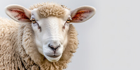 Naklejka premium sheep portrait close up on white background