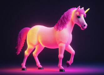 Mystical pixelated horse in vibrant hues