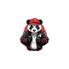 Panda mascot logo flat vector design