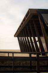 wooden house in the woods, beach
