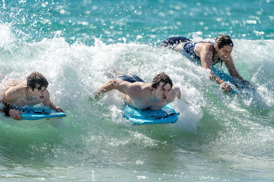 playing in the ocean 