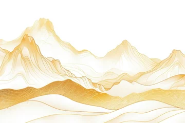 Fotobehang White and gold line mountain landscape Generative AI © SKIMP Art