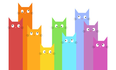 Set or rainbow cats. Cute cats vector illustration