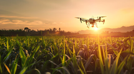 Drone Innovation in Farming. Generative AI - obrazy, fototapety, plakaty