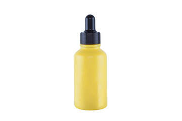 Cosmetic glass bottle with dropper isolated on white background