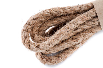 Coiled rope isolated on white background