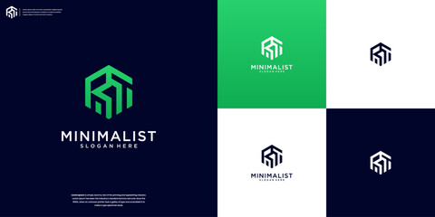 R and T or RT letter initial logo template vector, modern app, elegant branding design