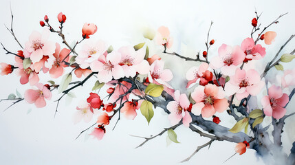 Beautiful flowers in chinese style. Ai art
