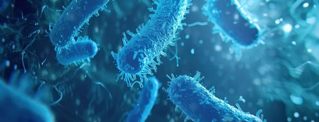 Foto op Plexiglas Group of Blue and White Cells bacteria  Floating in Water © FryArt Studio