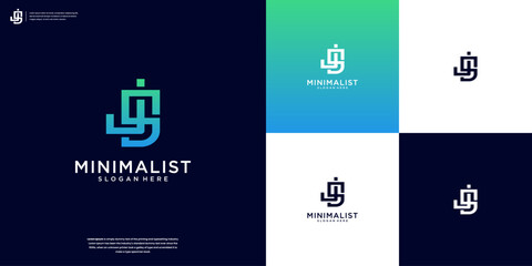 J and S or J S letter initial logo template vector, modern app, elegant branding design