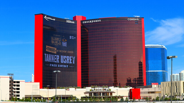 Las Vegas, Nevada – December 7, 2023: Conrad Las Vegas At Resorts World located at 111 Resorts World Ave, Las Vegas, NV