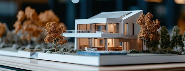 Model House With Trees in Front