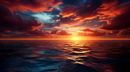 Sunset Brilliance over Tranquil Waters created with Generative AI technology