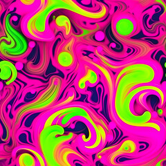 Psychedelic Swirls of Green and Pink created with Generative AI technology
