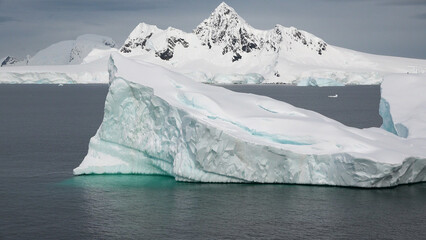 Nature. Icebergs. Arctic winter landscape at global warming problem. Icebergs melt at turquoise...