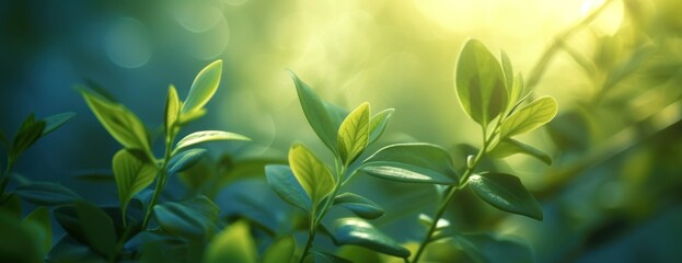 Obraz premium Close Up of Sunlit Leafy Plant