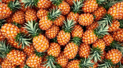 Fototapeta premium a large group of pineapples piled on top of each other in the middle of a large group of pineapples in the middle of the frame,.